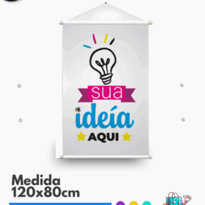 1 Unid. Banner 120x80cm Bastão e Cordinha Impressão 1 lado