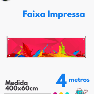1 Faixa - 4mts largura x 60cm altura em Lona Brilho