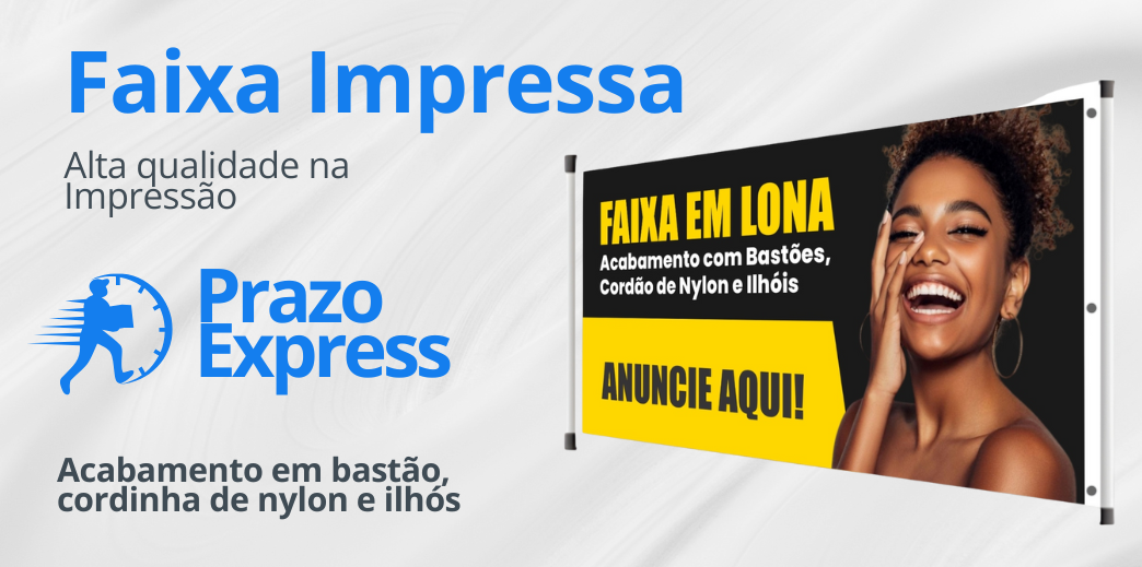 faixa impressa com bastao e cordinha